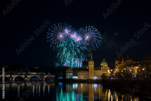 Prague New year`s fireworks 2018