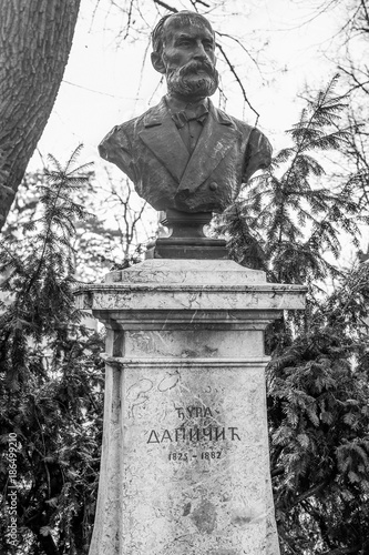 Belgrade, Serbia January 27, 2016: Bust of Djura Danicic on Kalemegdan in Belgrade. He was a Serbian philologist. photo