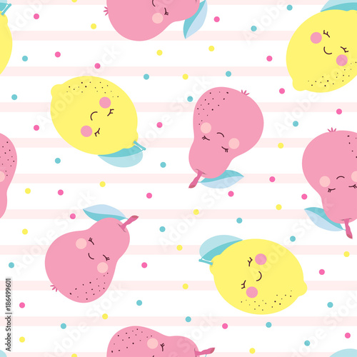 pattern with cute cartoon fruits