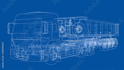 European truck outlined vector