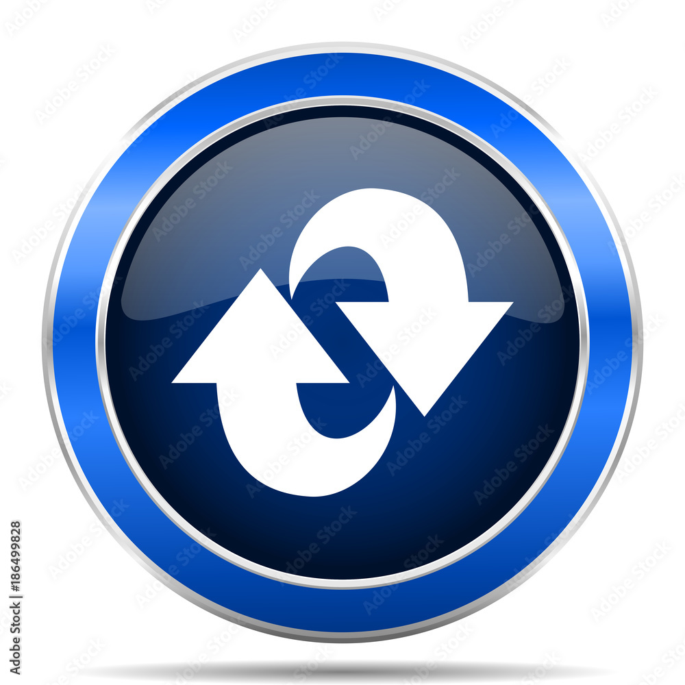 Rotation vector icon. Modern design blue silver metallic glossy web and mobile applications button in eps 10 Rotation vector icon. Modern design blue silver metallic glossy web and mobile applications button in eps 10