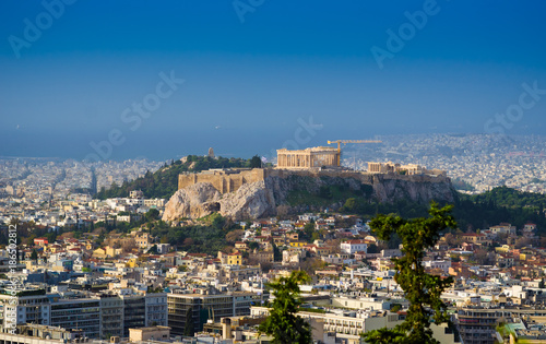Hill of Arkopolis on which ancient temples from pure marble in the center of the Greek capital.