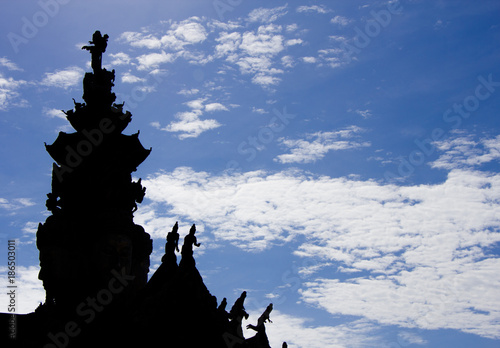 The Wood Sanctuary of Truth silhouette and cloud background
