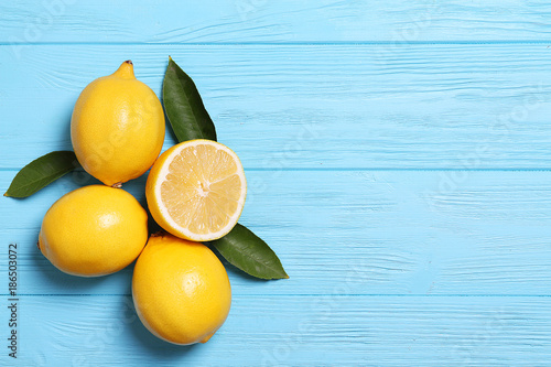 Lemons on a blue background