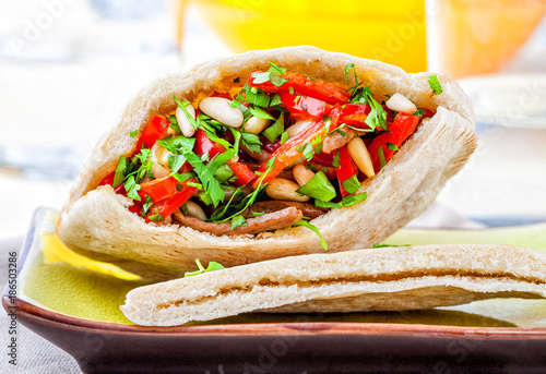Delicious healthy doner kebab in pita