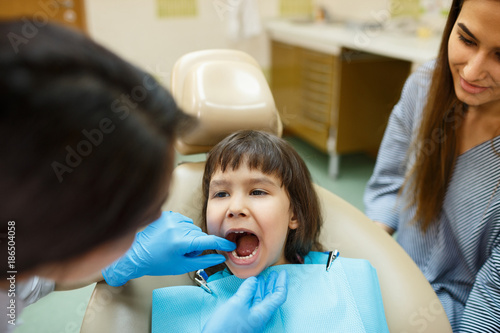 Close up of child having dentist appointment