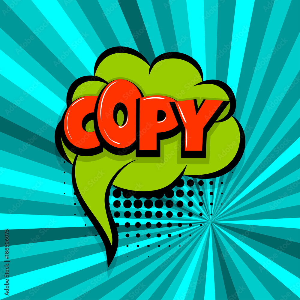 copy, paste Comic text speech bubble balloon. Pop art style wow banner  message. Comics book font sound phrase template. Halftone radial vector  illustration funny colored design. Stock Vector | Adobe Stock
