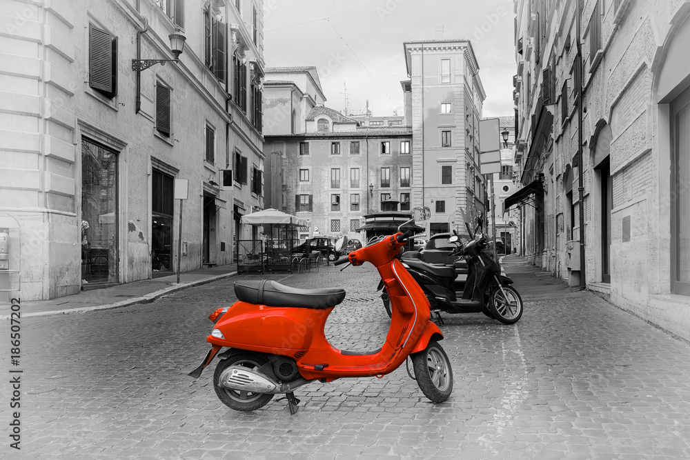 Small red motorbike 