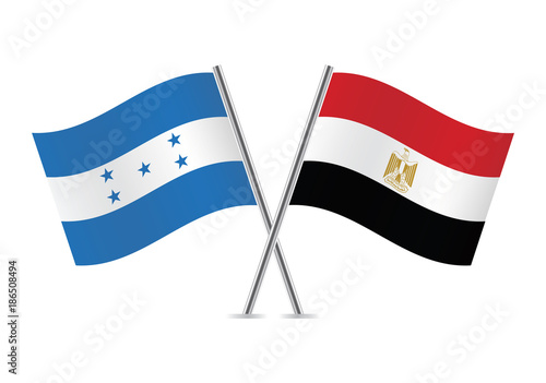 Honduras and Egypt flags. Vector illustration.