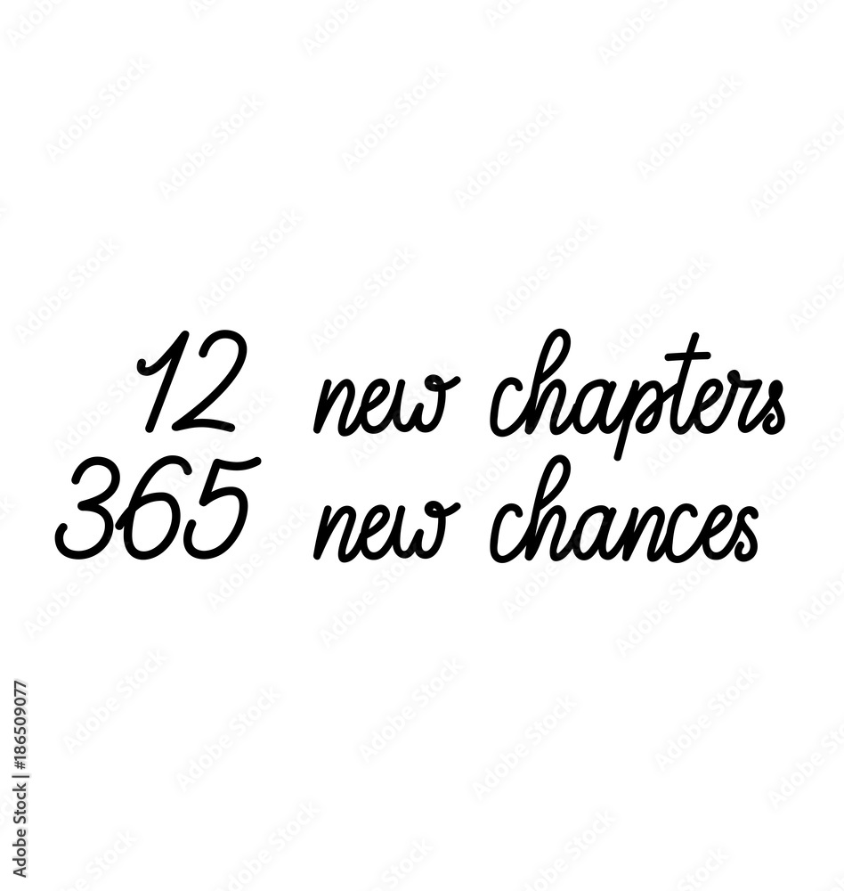 12 new chapters 365 new chances new year card. trendy pink design with golden elements and lettering. new year greeting card.