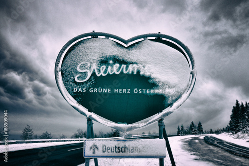 Styria Road Sign Winter