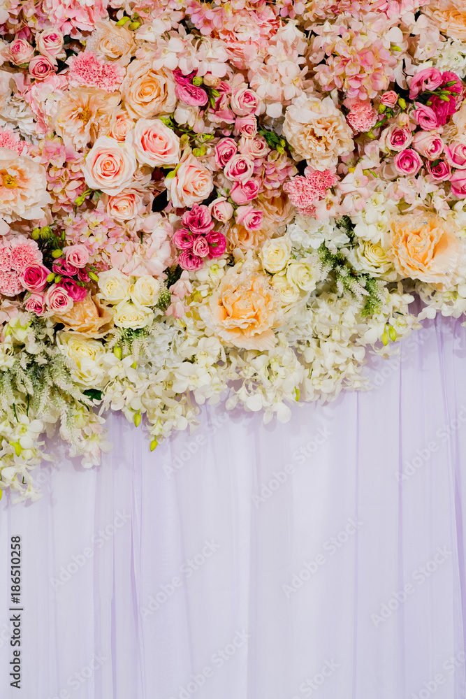 flower background. backdrop wedding decoration. Rose pattern. Wall flower flower background. backdrop wedding decoration. Rose pattern. Wall flower