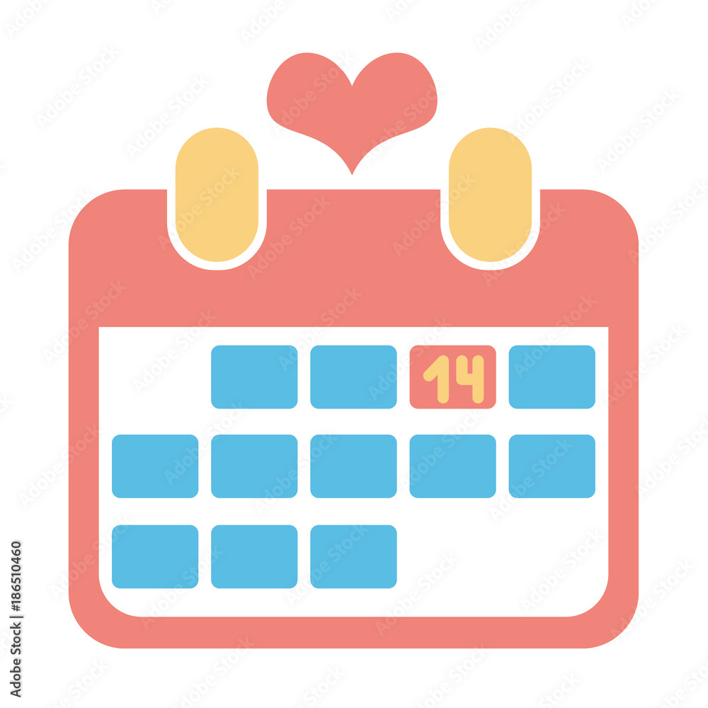 Red icon calendar for valentine day with heart Red icon calendar for valentine day with heart