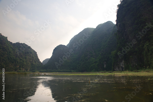 Mountains and river in Tam Coc, Vietnam