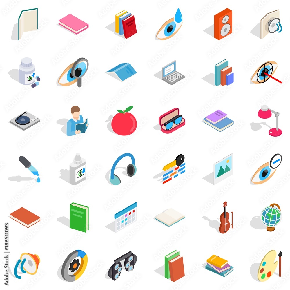 Knowledge icons set, isometric style Knowledge icons set, isometric style