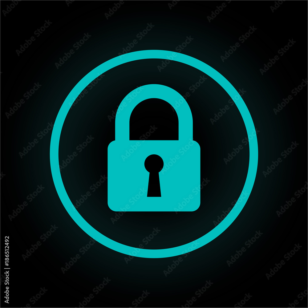 Neon Button rund - Schloss