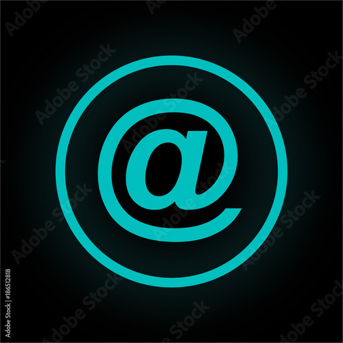 Neon Button rund - E-Mail-Symbol