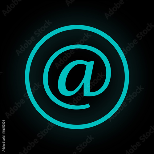 Neon Button rund - at-Zeichen