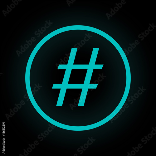 Neon Button rund - Hashtag
