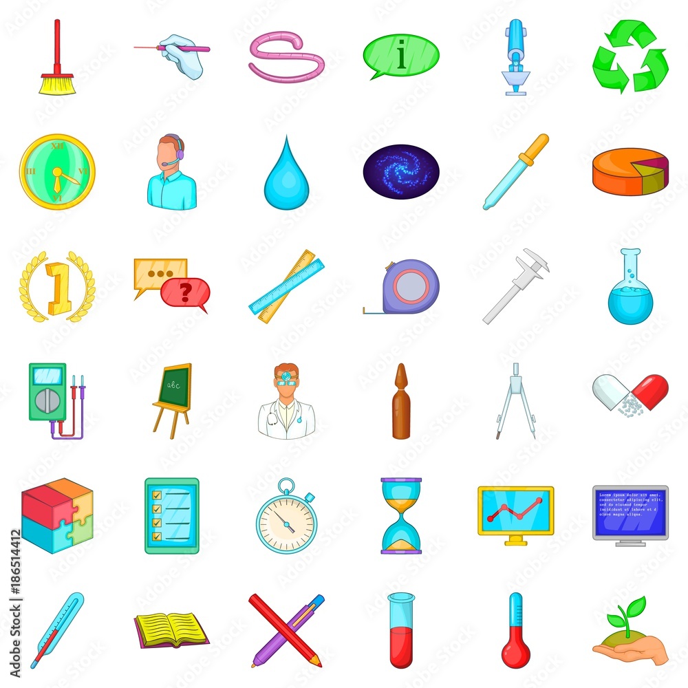 Lab icons set, cartoon style Lab icons set, cartoon style