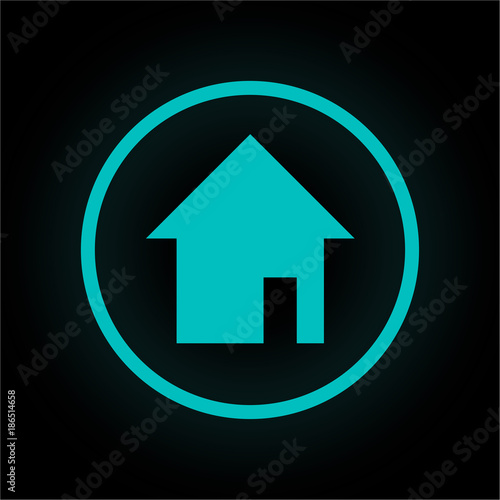 Neon Button rund - Haus