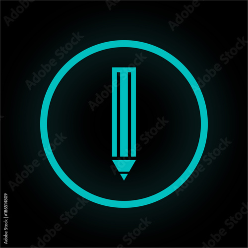 Neon Button rund - Bleistift