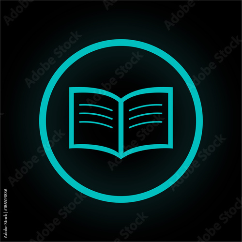 Neon Button rund - aufgeschlagene Seiten