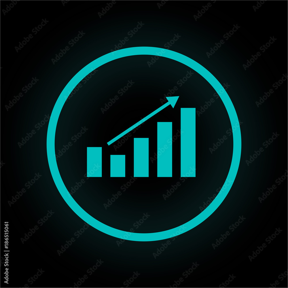 Neon Button rund - Anstieg-Symbol Neon Button rund - Anstieg-Symbol