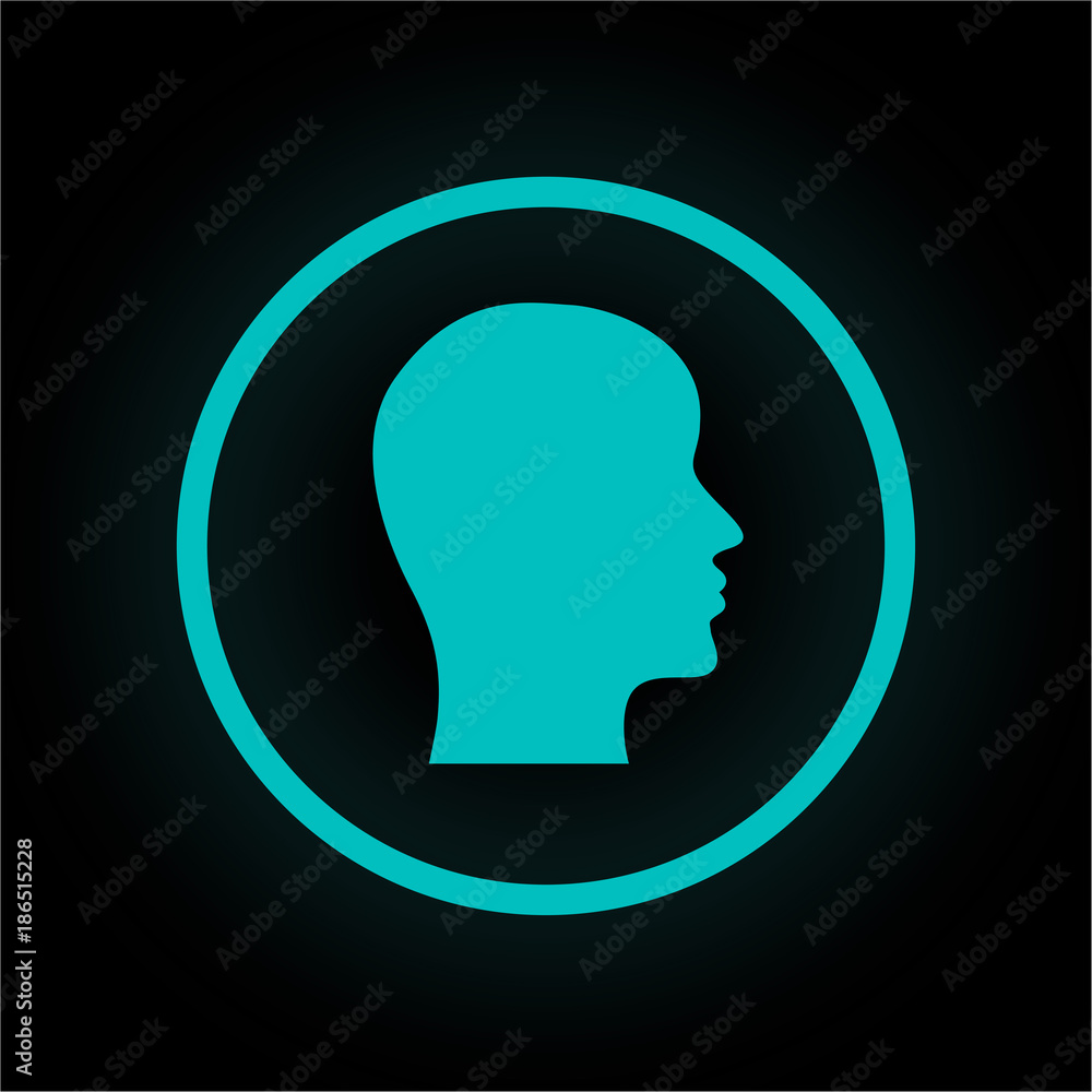 Neon Button rund - Kopf im Profil Neon Button rund - Kopf im Profil