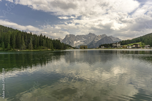 A beautiful summer view of Lake Misurina. Dolomites. Italy.
