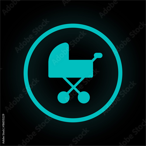 Neon Button rund - Mutterschaft-Symbol
