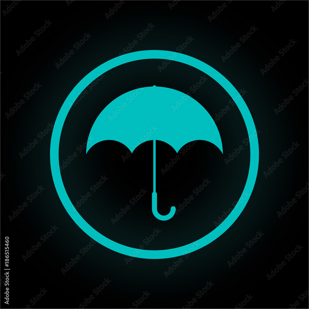 Neon Button rund - Regenschirm
