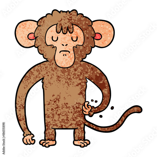 cartoon monkey scratching