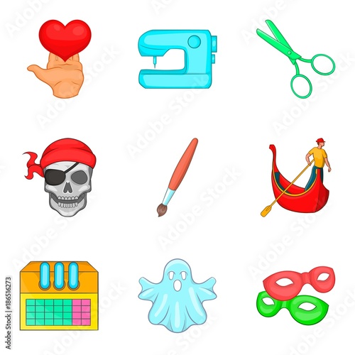 Creative people icons set, cartoon style