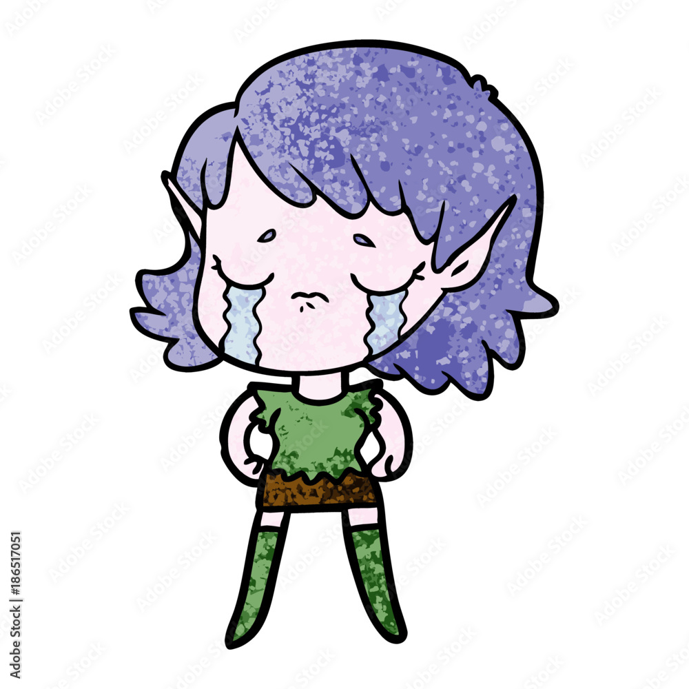 cartoon crying elf girl cartoon crying elf girl