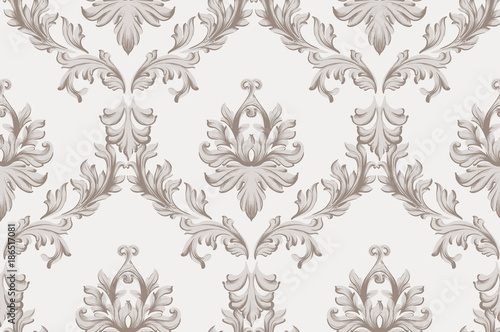 Vector Baroque ornament pattern background. Vintage handmade rich decor fabric textures