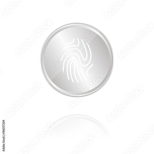Fingerabdruck - Silber Münze mit Reflektion