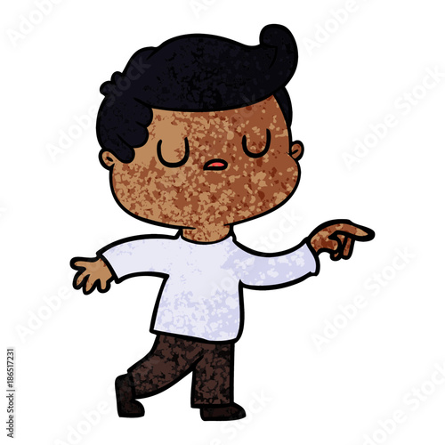 cartoon aloof man pointing finger