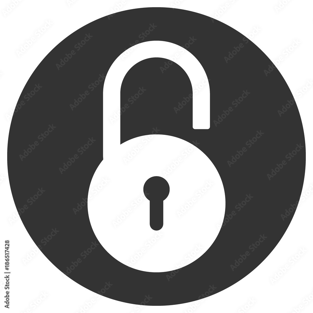 Open round lock with keyhole in circle. Vector icon. Open round lock with keyhole in circle. Vector icon.