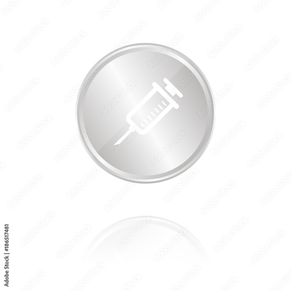 Spritze - Silber Münze mit Reflektion Spritze - Silber Münze mit Reflektion