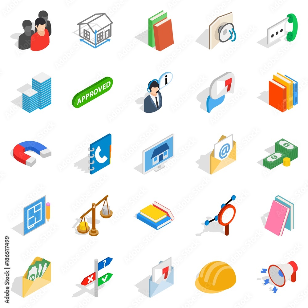 Brigade icons set, isometric style Brigade icons set, isometric style