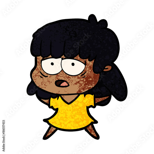 cartoon tired woman