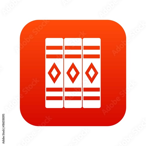 Three literary books icon digital red