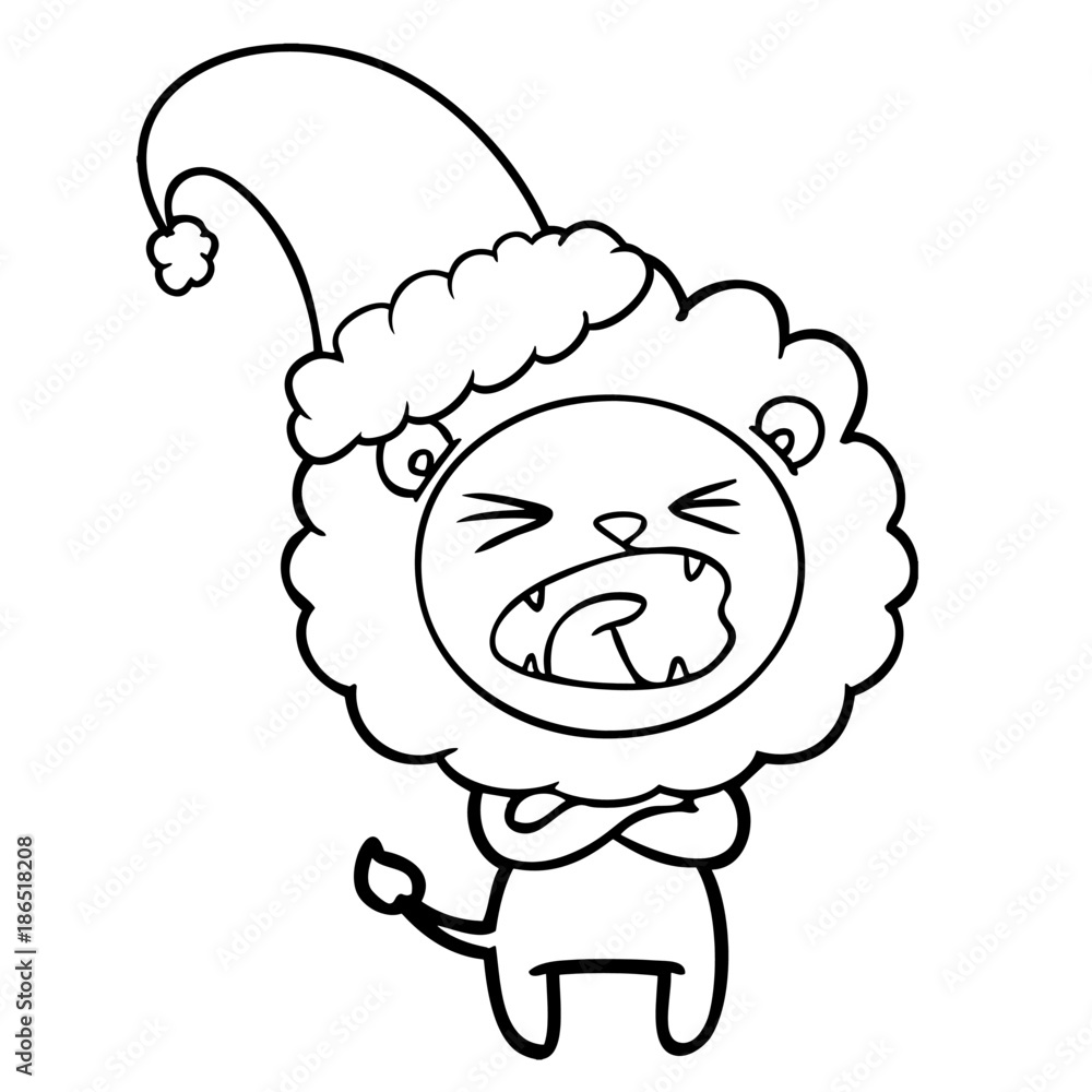 Fototapeta premium cartoon angry christmas lion
