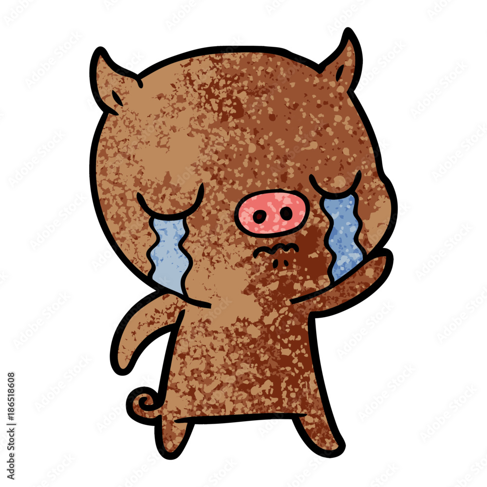 cartoon pig crying waving goodbye cartoon pig crying waving goodbye