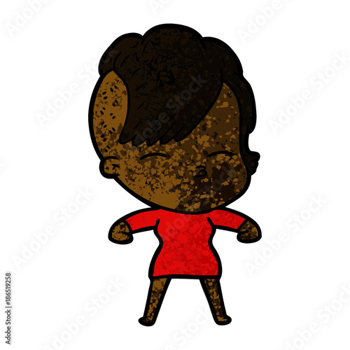 cartoon squinting girl