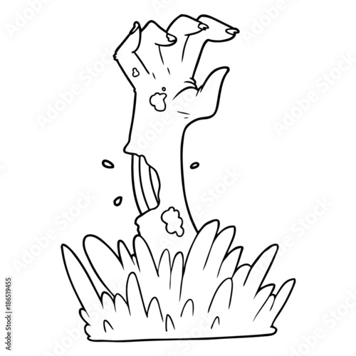cartoon zombie rising from grave