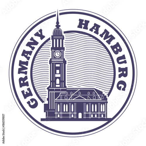 Stamp or label with words Hamburg  Germany