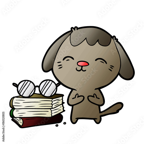 happy cartoon dog scholar