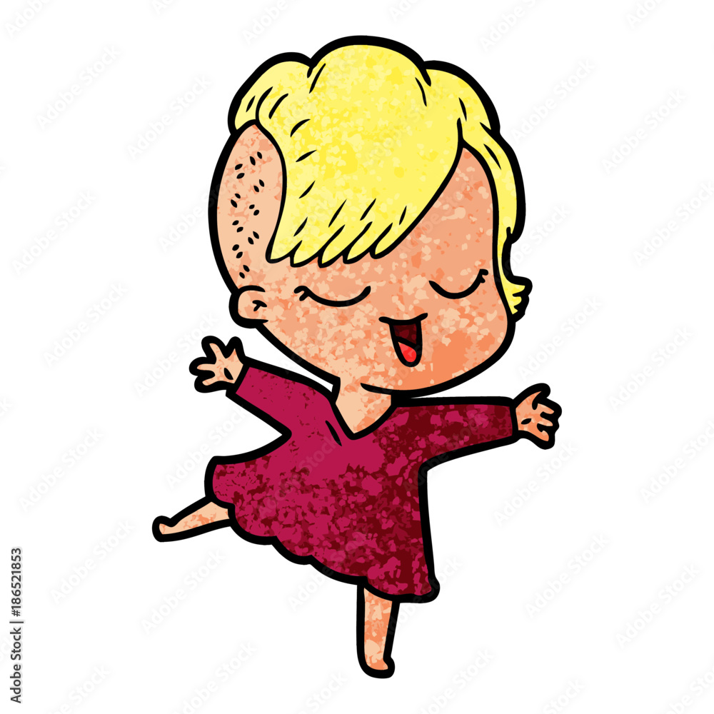 happy cartoon girl dancing happy cartoon girl dancing